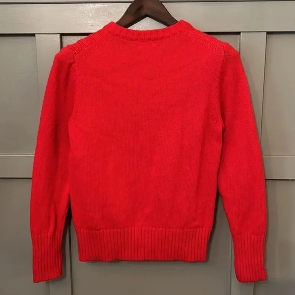 J. Crew Pointelle Cable Front Pullover Sweater Lambs Wool Red Size Medium